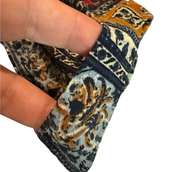 Umgee Open Fringe Hem Cardigan Kimono Patchwork Mix Print S/M Red Blue Yellow - Picture 4 of 14